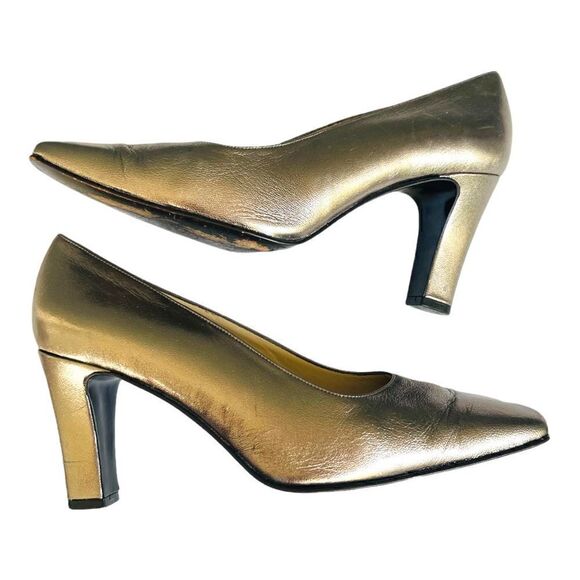 Vintage Bally Metallic Silver Pumps Heels Size 37/38 5.5 - Picture 2 of 7